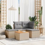 vidaXL Set canapele de grădină cu perne, 5 piese, bej, poliratan vidaXL Set canapele de grădină cu perne, 5 piese, bej, poliratan
