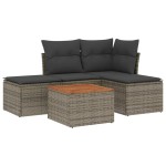 vidaXL Set canapea de grădină cu perne, 5 piese, gri, poliratan vidaXL Set canapea de grădină cu perne, 5 piese, gri, poliratan