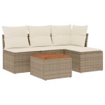 vidaXL Set canapele de grădină cu perne, 5 piese, bej, poliratan