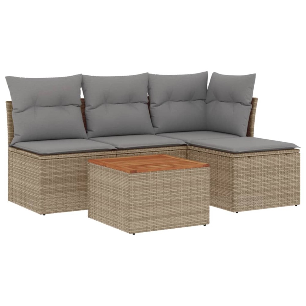 vidaXL Set canapele de grădină cu perne, 5 piese, bej, poliratan