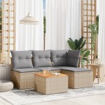 vidaXL Set canapele de grădină cu perne, 5 piese, bej, poliratan vidaXL Set canapele de grădină cu perne, 5 piese, bej, poliratan