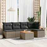 vidaXL Set mobilier grădină cu perne, 6 piese, gri, poliratan vidaXL Set mobilier grădină cu perne, 6 piese, gri, poliratan
