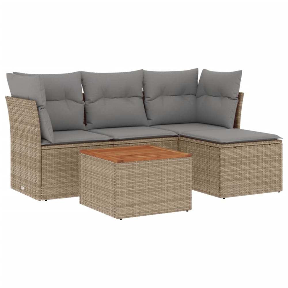 vidaXL Set canapele de grădină cu perne, 5 piese, bej, poliratan