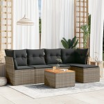 vidaXL Set mobilier grădină cu perne, 6 piese, gri, poliratan vidaXL Set mobilier grădină cu perne, 6 piese, gri, poliratan