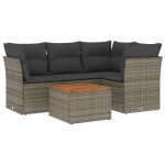 vidaXL Set canapea de grădină cu perne, 5 piese, gri, poliratan vidaXL Set canapea de grădină cu perne, 5 piese, gri, poliratan