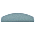 vidaXL Covorașe pentru scări, 15 buc., 65x24x4 cm, albastru marin, semirotunde, mari