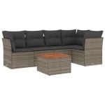vidaXL Set mobilier grădină cu perne, 6 piese, gri, poliratan