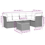 vidaXL Set mobilier grădină cu perne, 6 piese, gri, poliratan