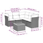 vidaXL Set mobilier grădină cu perne, 6 piese, gri, poliratan