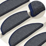 vidaXL Covorașe pentru scări, 15 buc., 56x17x3 cm, gri închis și albastru, semirotunde vidaXL Covorașe pentru scări, 15 buc., 56x17x3 cm, gri închis și albastru, semirotunde