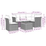 vidaXL Set mobilier grădină cu perne, 6 piese, gri, poliratan