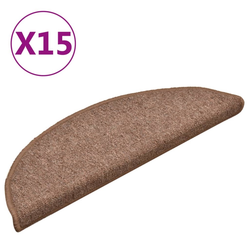 vidaXL Covorașe pentru trepte scară, 15 buc., maro, 56x17x3 cm