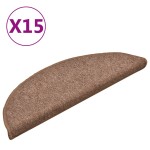 vidaXL Covorașe pentru scări, 15 buc., 56x17x3 cm, maro, semirotunde vidaXL Covorașe pentru scări, 15 buc., 56x17x3 cm, maro, semirotunde