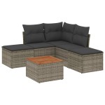 vidaXL Set mobilier grădină cu perne, 6 piese, gri, poliratan vidaXL Set mobilier grădină cu perne, 6 piese, gri, poliratan