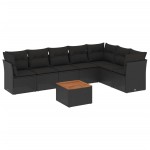 vidaXL Set mobilier de grădină cu perne, 8 piese, negru, poliratan vidaXL Set mobilier de grădină cu perne, 8 piese, negru, poliratan