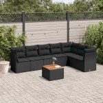 vidaXL Set mobilier de grădină cu perne, 8 piese, negru, poliratan vidaXL Set mobilier de grădină cu perne, 8 piese, negru, poliratan