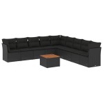 vidaXL Set canapele de grădină cu perne, 10 piese, negru, poliratan vidaXL Set canapele de grădină cu perne, 10 piese, negru, poliratan
