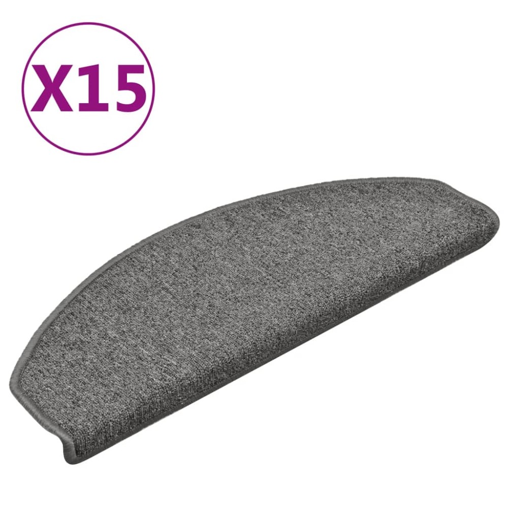 vidaXL Covorașe pentru trepte scară, 15 buc., gri închis, 65x24x4 cm