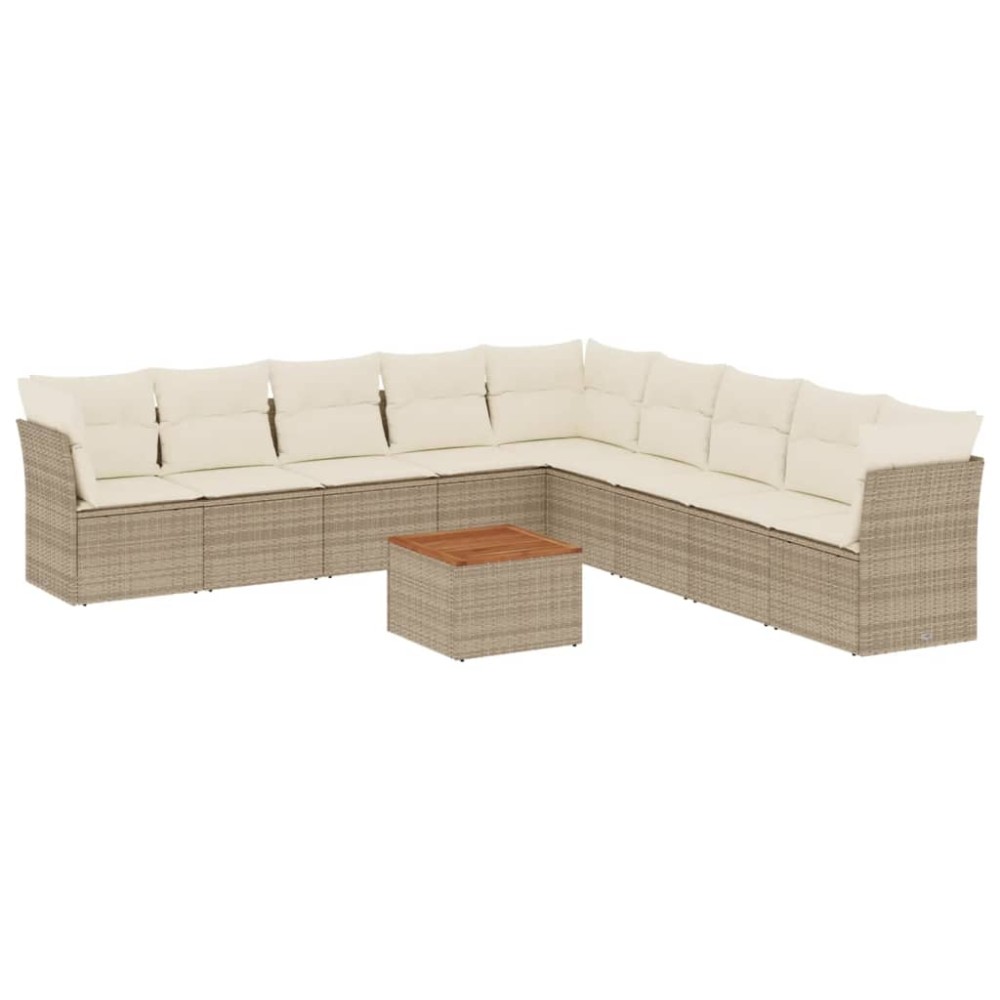 vidaXL Set canapele de grădină cu perne, 10 piese, bej, poliratan