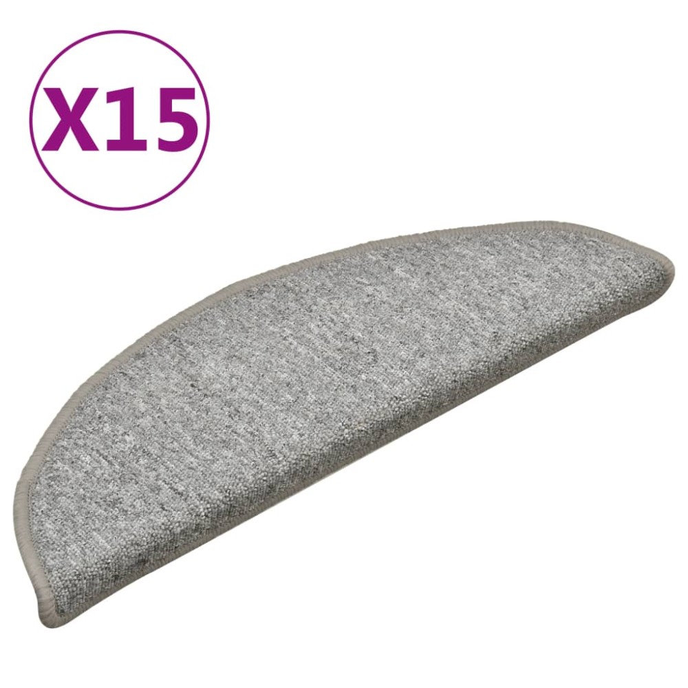 vidaXL Covorașe pentru trepte scară, 15 buc., gri deschis, 56x17x3 cm