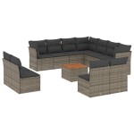 vidaXL Set canapea de grădină cu perne, 12 piese, gri, poliratan