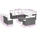 vidaXL Set canapea de grădină cu perne, 12 piese, gri, poliratan