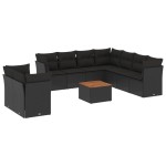 vidaXL Set canapele de grădină cu perne, 10 piese, negru, poliratan vidaXL Set canapele de grădină cu perne, 10 piese, negru, poliratan