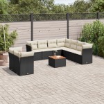 vidaXL Set canapele de grădină cu perne, 10 piese, negru, poliratan vidaXL Set canapele de grădină cu perne, 10 piese, negru, poliratan