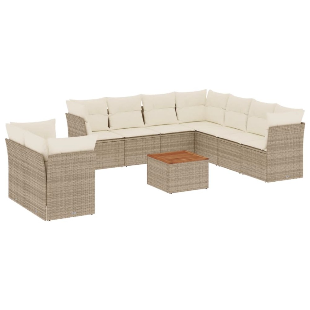 vidaXL Set canapele de grădină cu perne, 10 piese, bej, poliratan