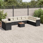 vidaXL Set canapele de grădină cu perne, 11 piese, negru, poliratan vidaXL Set canapele de grădină cu perne, 11 piese, negru, poliratan