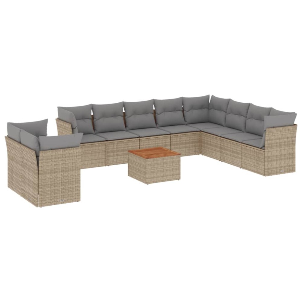 vidaXL Set canapele de grădină cu perne, 11 piese, bej, poliratan