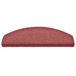 vidaXL Covorașe pentru scări, 15 buc., 65x24x4 cm, semirotunde, bordeaux, mari