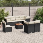 vidaXL Set mobilier de grădină cu perne, 9 piese, negru, poliratan vidaXL Set mobilier de grădină cu perne, 9 piese, negru, poliratan