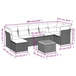 vidaXL Set mobilier de grădină cu perne, 8 piese, negru, poliratan