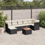 vidaXL Set mobilier de grădină cu perne, 8 piese, negru, poliratan vidaXL Set mobilier de grădină cu perne, 8 piese, negru, poliratan