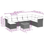 vidaXL Set mobilier de grădină cu perne, 9 piese, negru, poliratan vidaXL Set mobilier de grădină cu perne, 9 piese, negru, poliratan