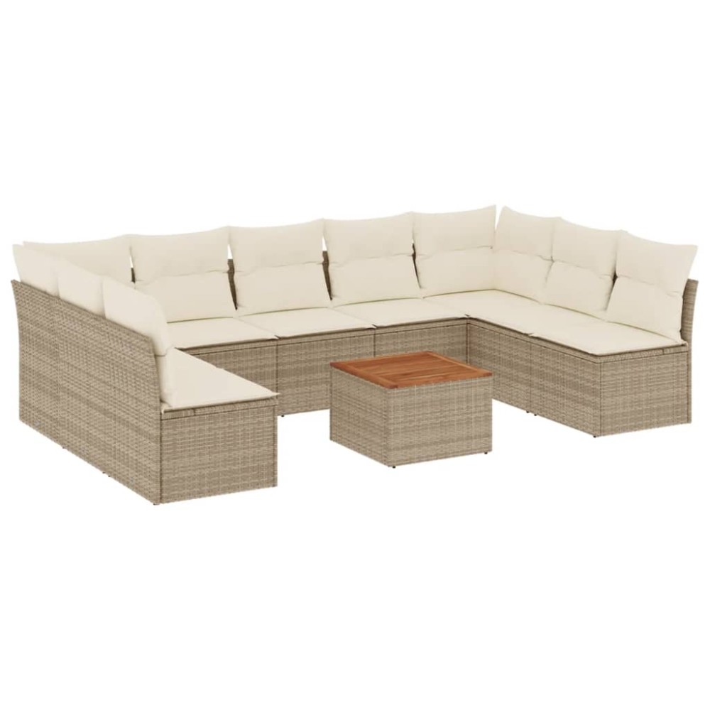 vidaXL Set canapele de grădină cu perne, 10 piese, bej, poliratan