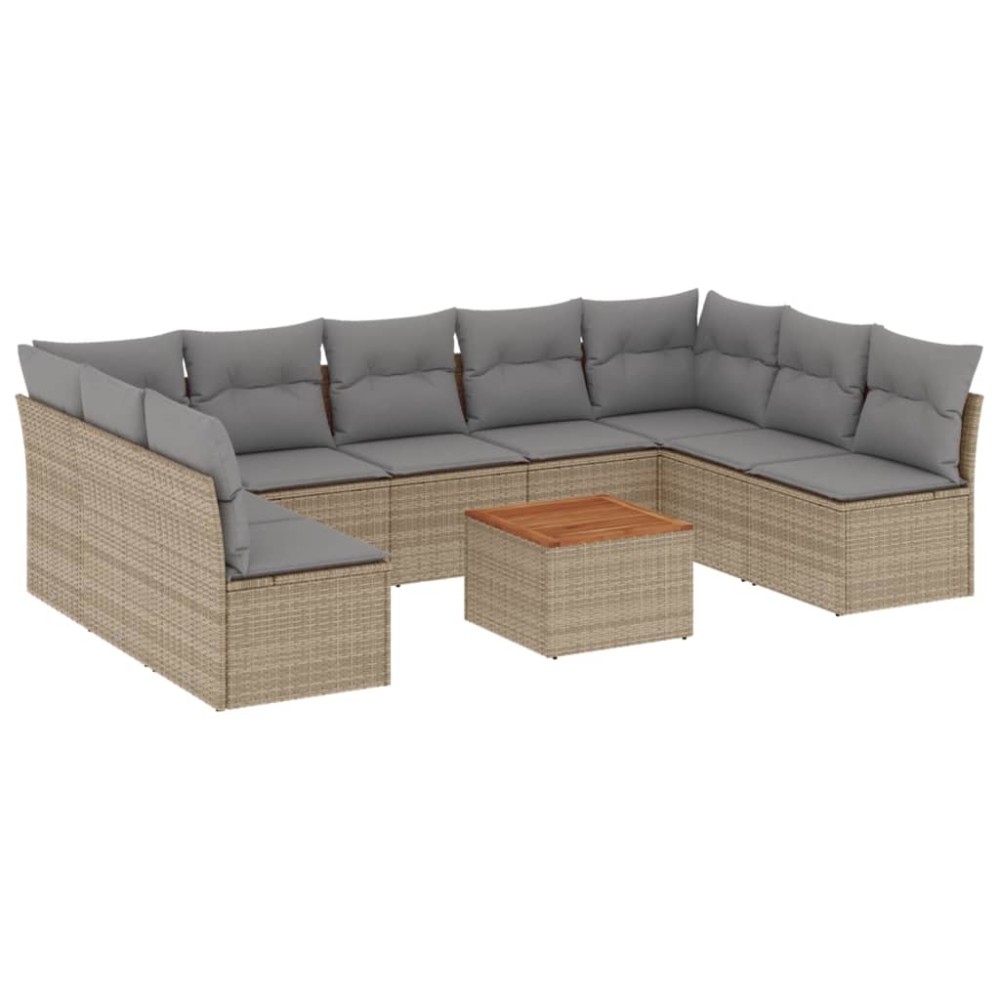 vidaXL Set canapele de grădină cu perne, 10 piese, bej, poliratan