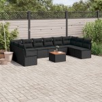 vidaXL Set canapele de grădină cu perne, 11 piese, negru, poliratan vidaXL Set canapele de grădină cu perne, 11 piese, negru, poliratan
