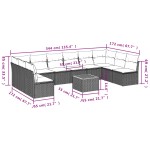 vidaXL Set canapele de grădină cu perne, 11 piese, negru, poliratan vidaXL Set canapele de grădină cu perne, 11 piese, negru, poliratan