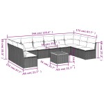 vidaXL Set canapele de grădină cu perne, 11 piese, negru, poliratan