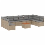 vidaXL Set canapele de grădină cu perne, 11 piese, bej, poliratan