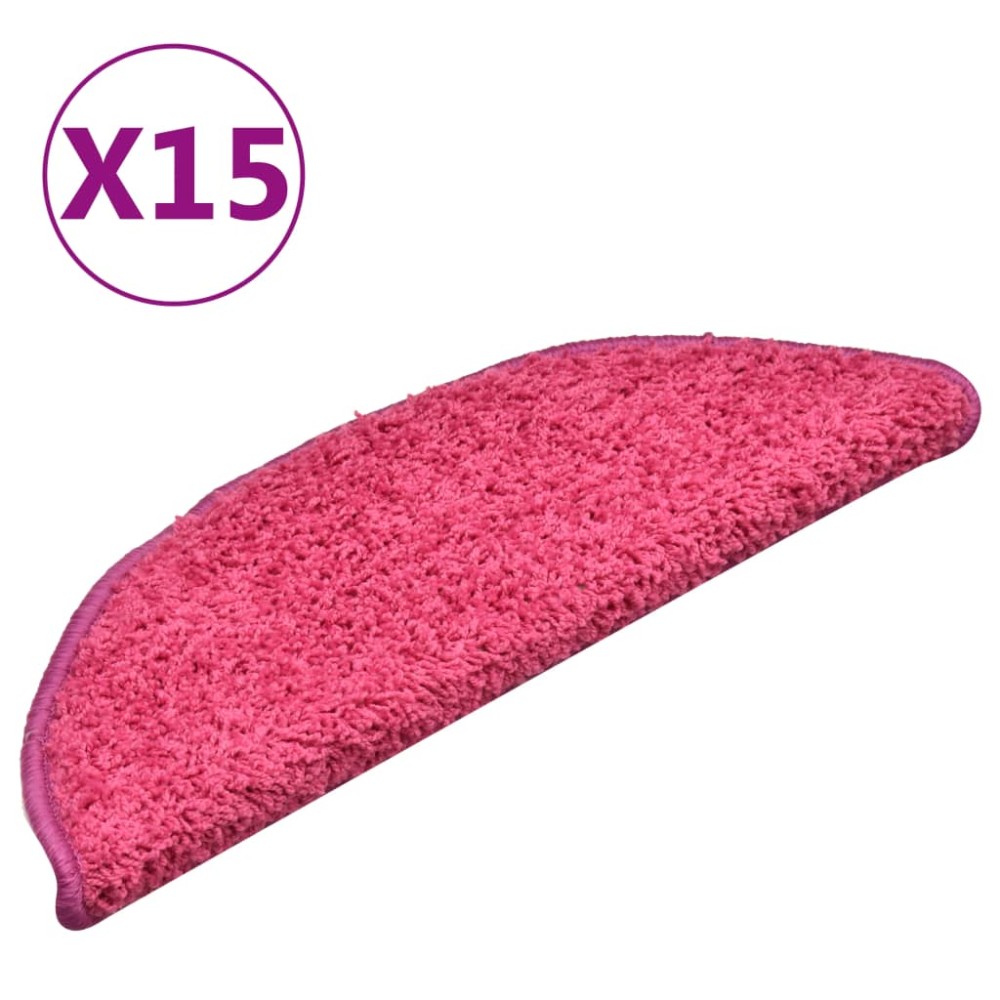 vidaXL Covorașe pentru trepte scară, 15 buc., roz, 56x17x3 cm