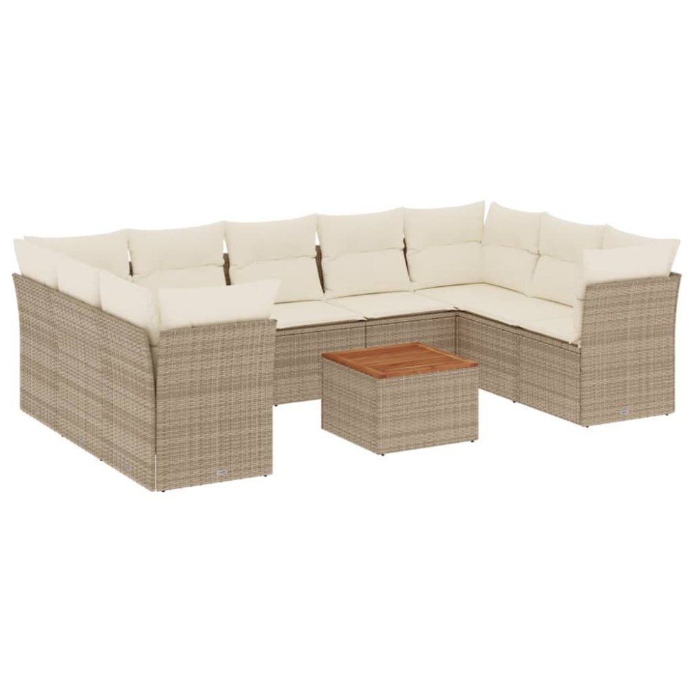 vidaXL Set canapele de grădină cu perne, 10 piese, bej, poliratan