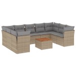 vidaXL Set canapele de grădină cu perne, 10 piese, bej, poliratan