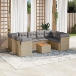 vidaXL Set canapele de grădină cu perne, 10 piese, bej, poliratan