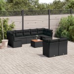 vidaXL Set canapele de grădină cu perne, 10 piese, negru, poliratan vidaXL Set canapele de grădină cu perne, 10 piese, negru, poliratan