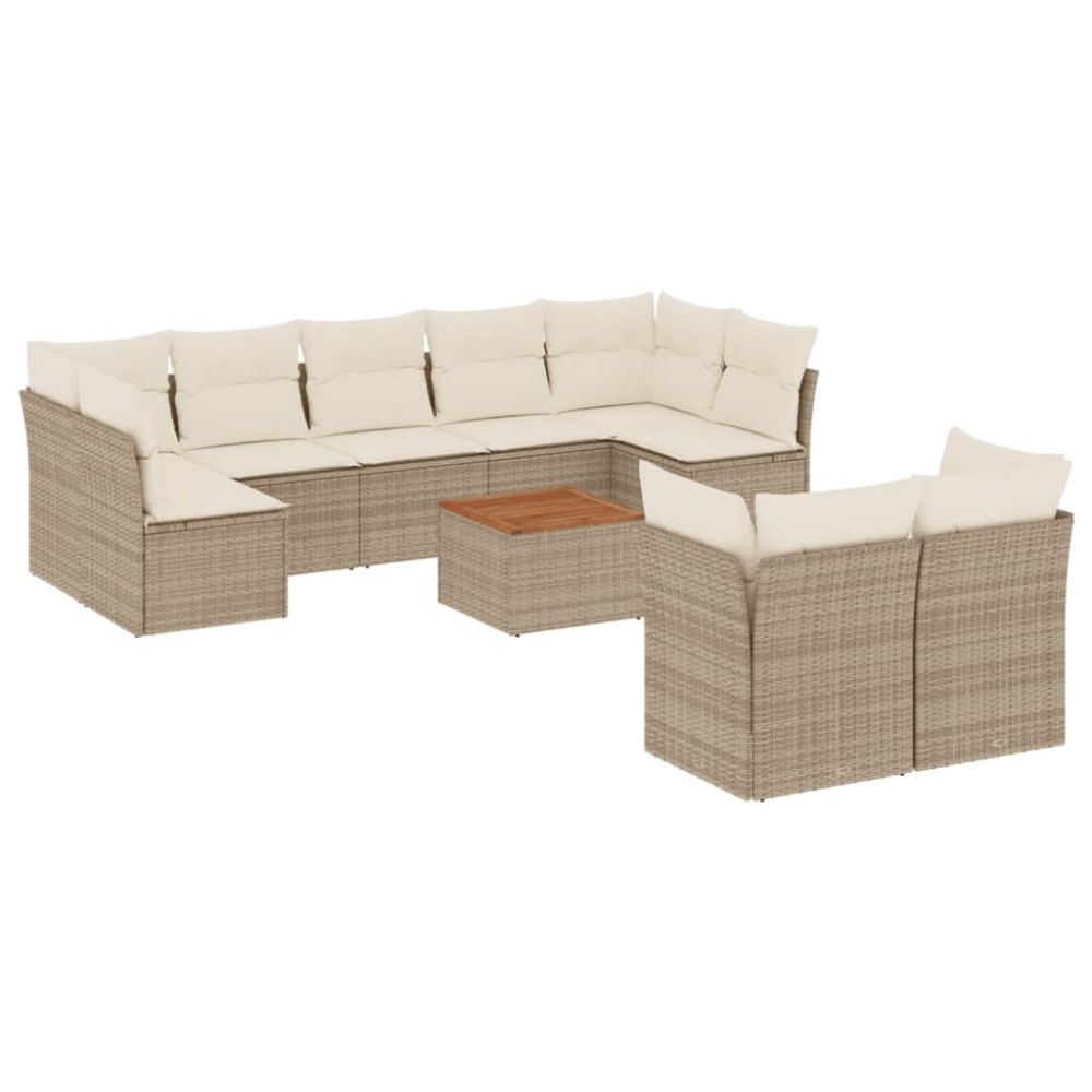 vidaXL Set canapele de grădină cu perne, 10 piese, bej, poliratan