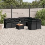 vidaXL Set canapele de grădină cu perne, 10 piese, negru, poliratan vidaXL Set canapele de grădină cu perne, 10 piese, negru, poliratan