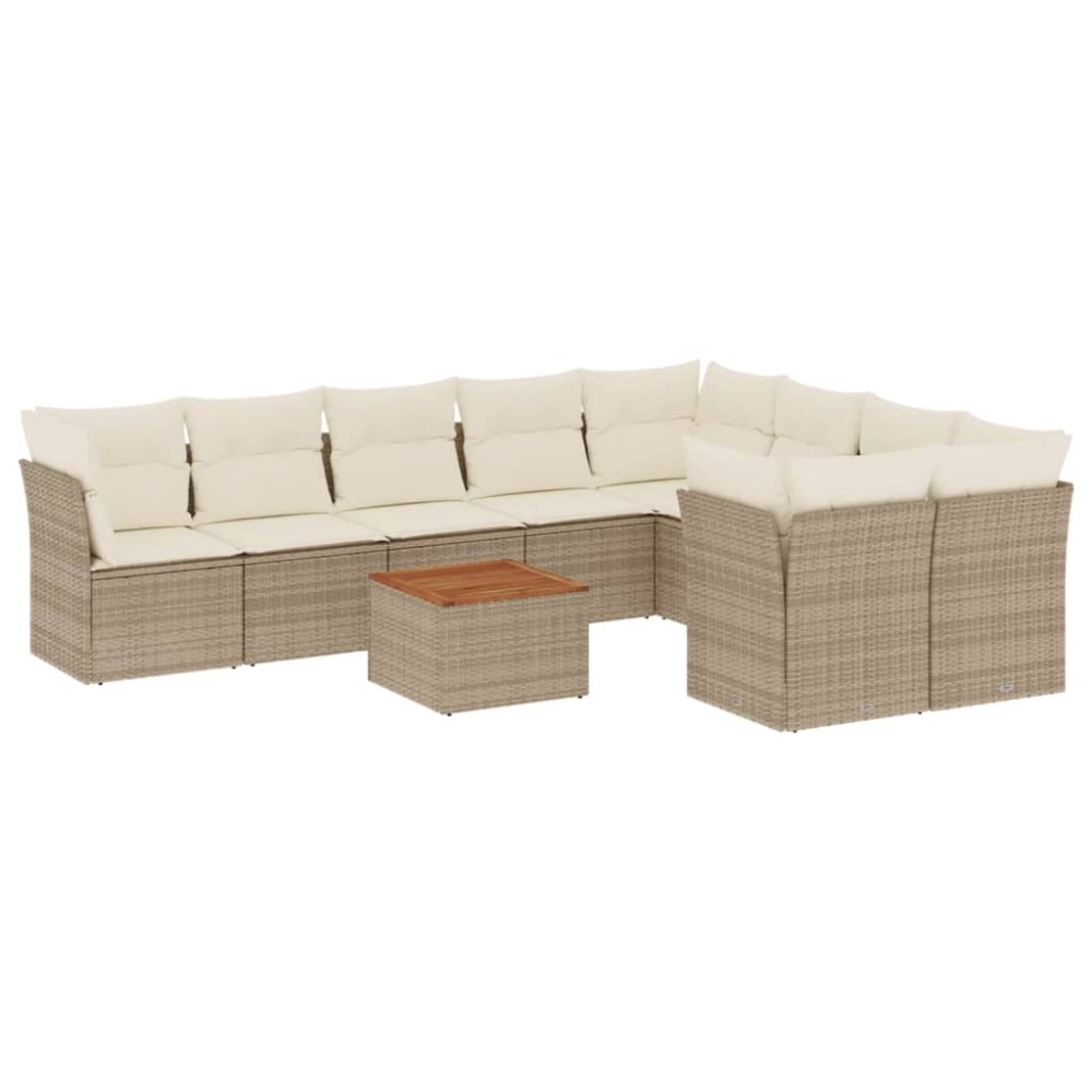 vidaXL Set canapele de grădină cu perne, 10 piese, bej, poliratan